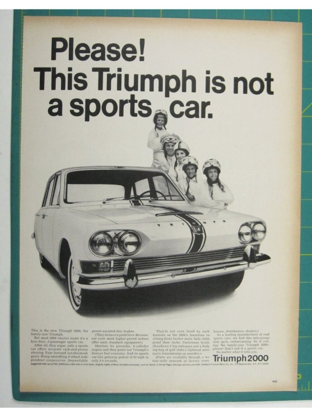 Print Ad Triumph 2000 Family Sedan Car 1960s Sports Classic MOD Auto